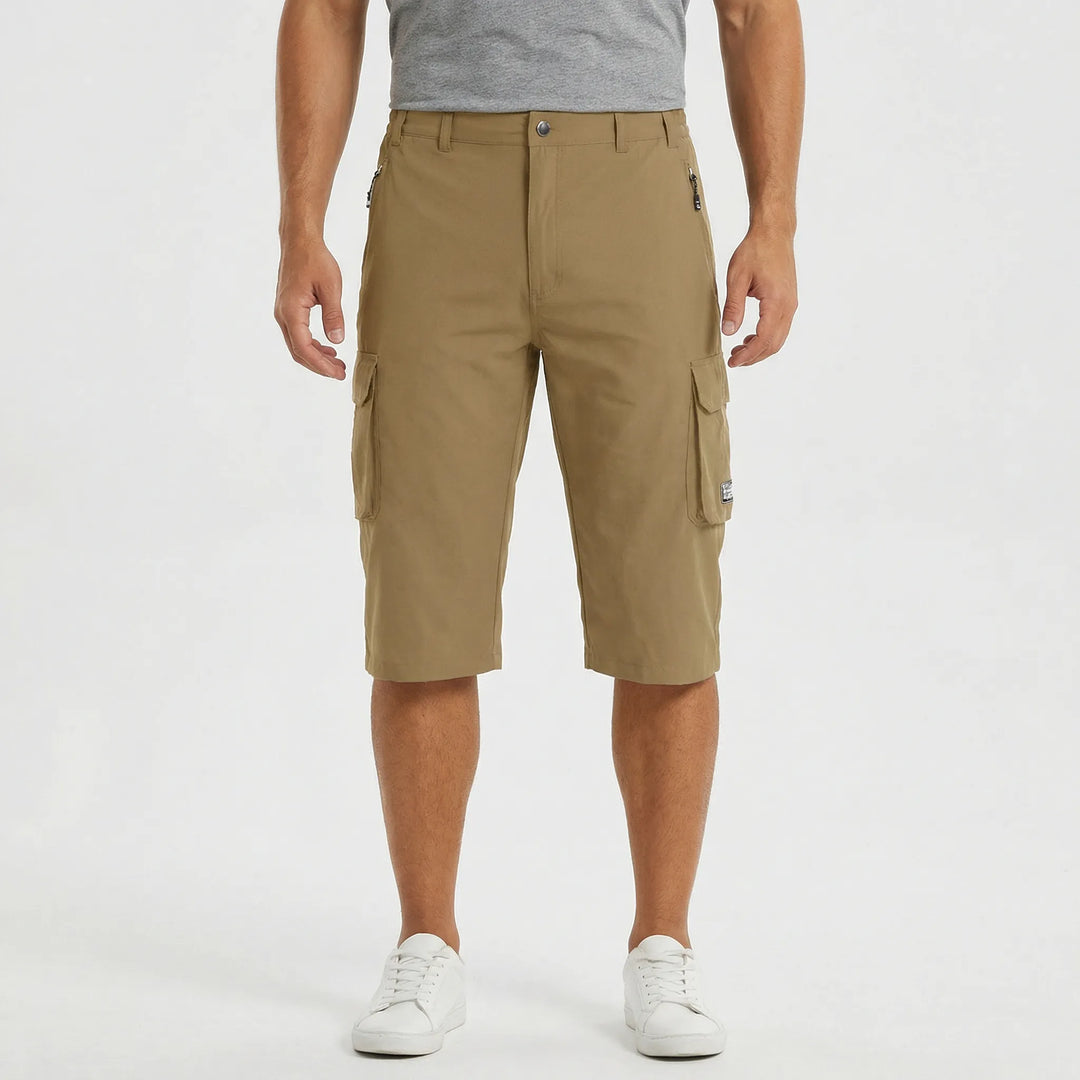 Men's versatile utility shorts, designed with multi-purpose pockets for hiking, travel & casual use.