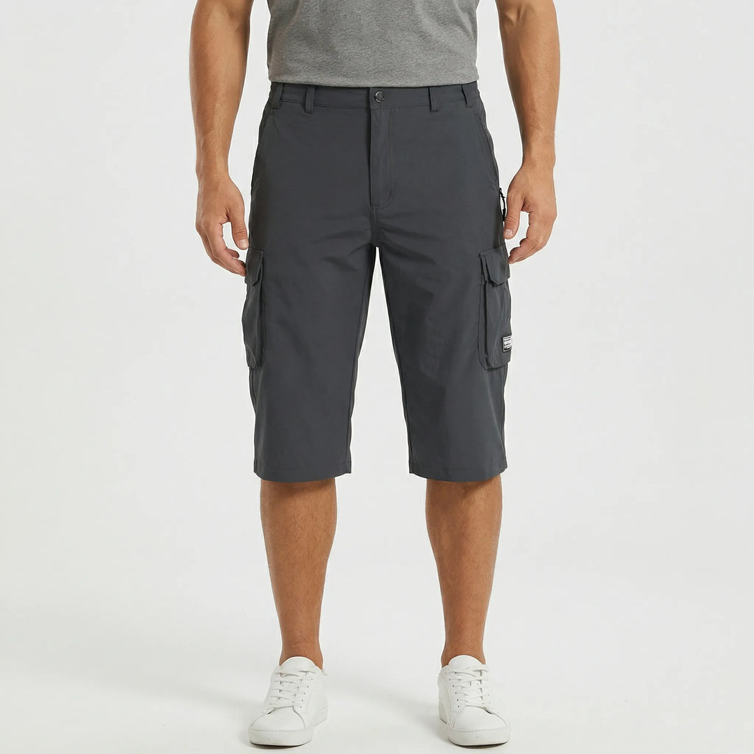 Rugged men's cargo shorts, a multi-pocket design ideal for active wear and summer outdoor adventures.