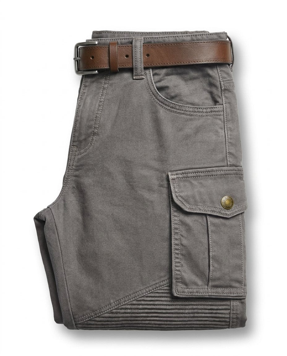 Heavy-duty men's cargo pants, rugged multi-pocket workwear for durable outdoor use.