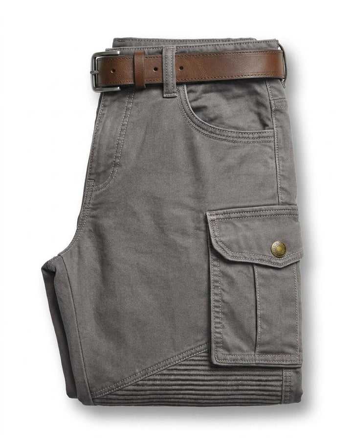 Heavy-duty men's cargo pants, rugged multi-pocket workwear for durable outdoor use.