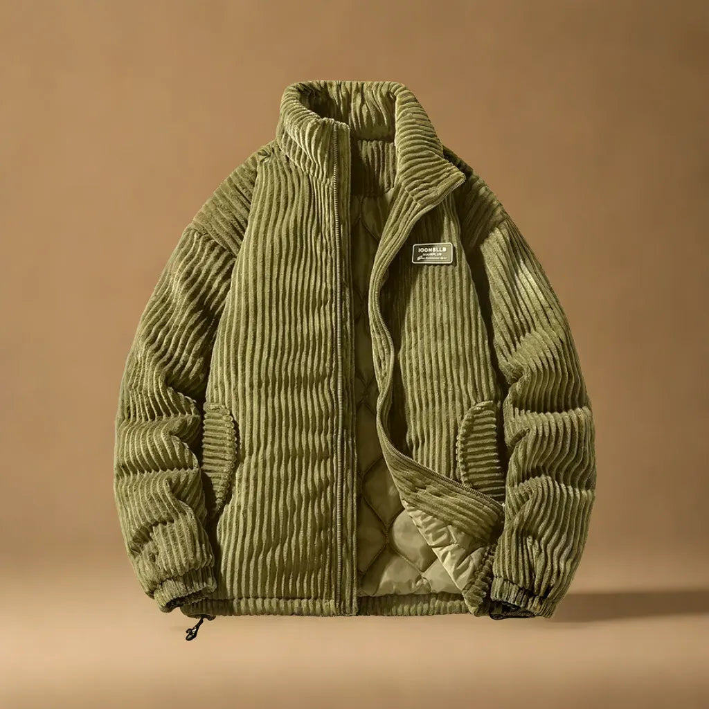Versatile men's corduroy style jacket, rugged & casual. Suitable for everyday wear, fall & winter layering.