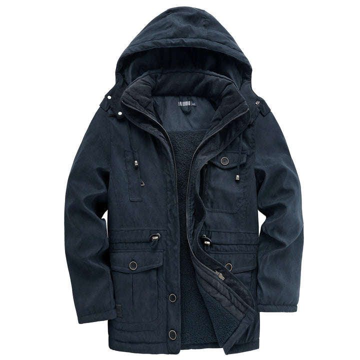 Comfortable & heavy-duty men's rugged jacket, perfect protective outerwear for cold weather adventures.