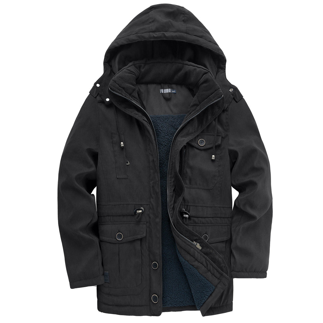 Versatile men's winter jacket, rugged and weatherproof, ideal for hiking, camping & adventure.