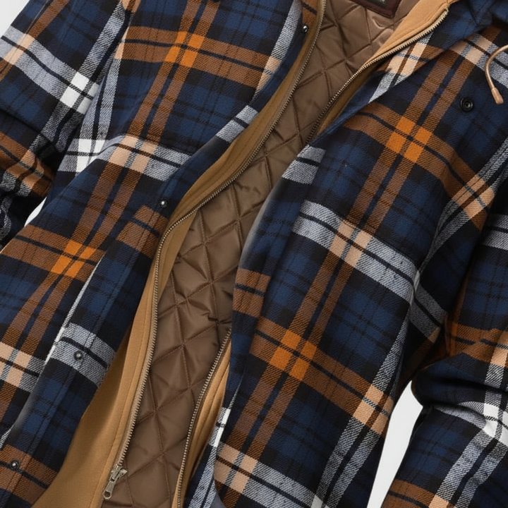 Manfred men's winter jacket with hood & printed pattern, a durable and warm outerwear solution.