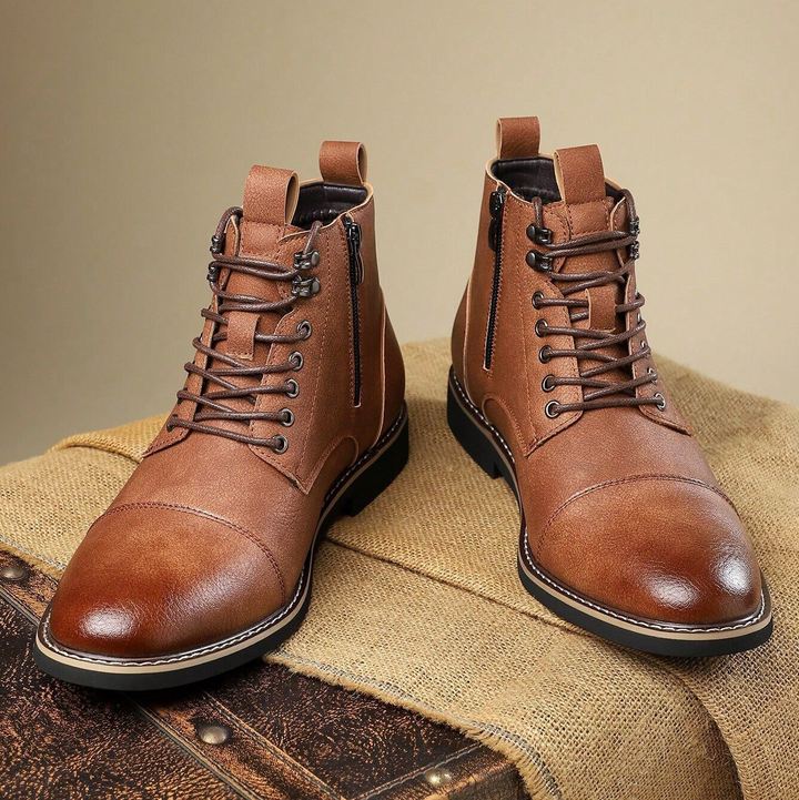 Men's durable city boots, combining rugged style with comfort for daily urban walking.