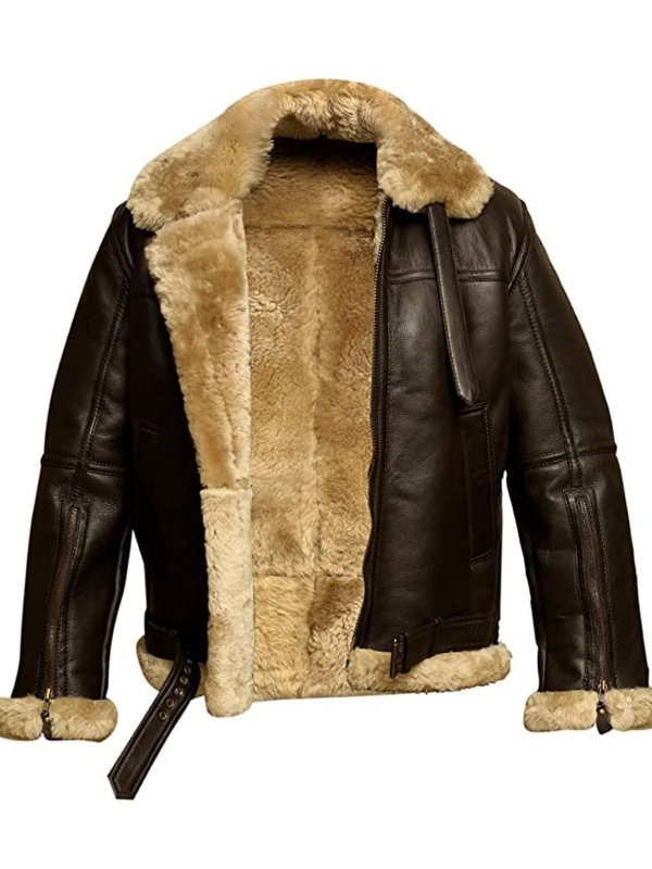 Warm men's rugged leather bomber jacket, Dylan style. Durable outerwear, ideal winter jacket for timeless men's fashion.