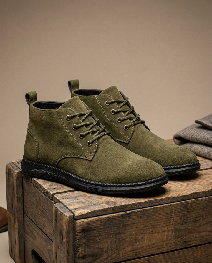 Lace-up men's suede Roam boots in a classic style, offering versatile and durable footwear for everyday.