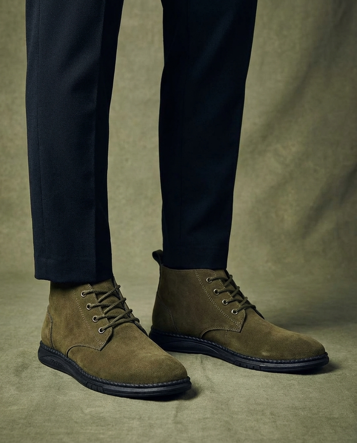 Durable men's suede leather Roam boots designed for rugged wear, offering comfort and style for outdoor activities.