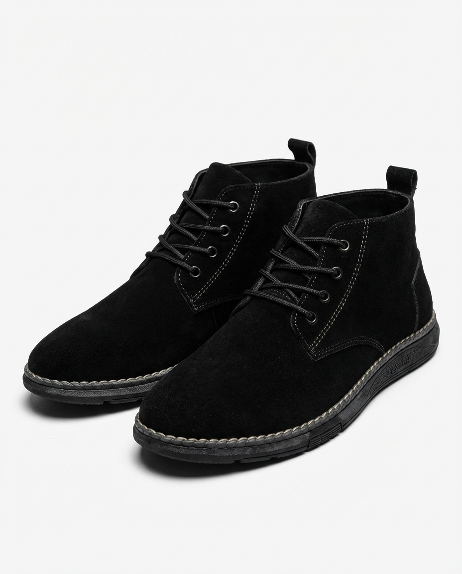 Khaki men's suede leather lace-up Roam boots, rugged and durable footwear ideal for outdoor and casual styling.
