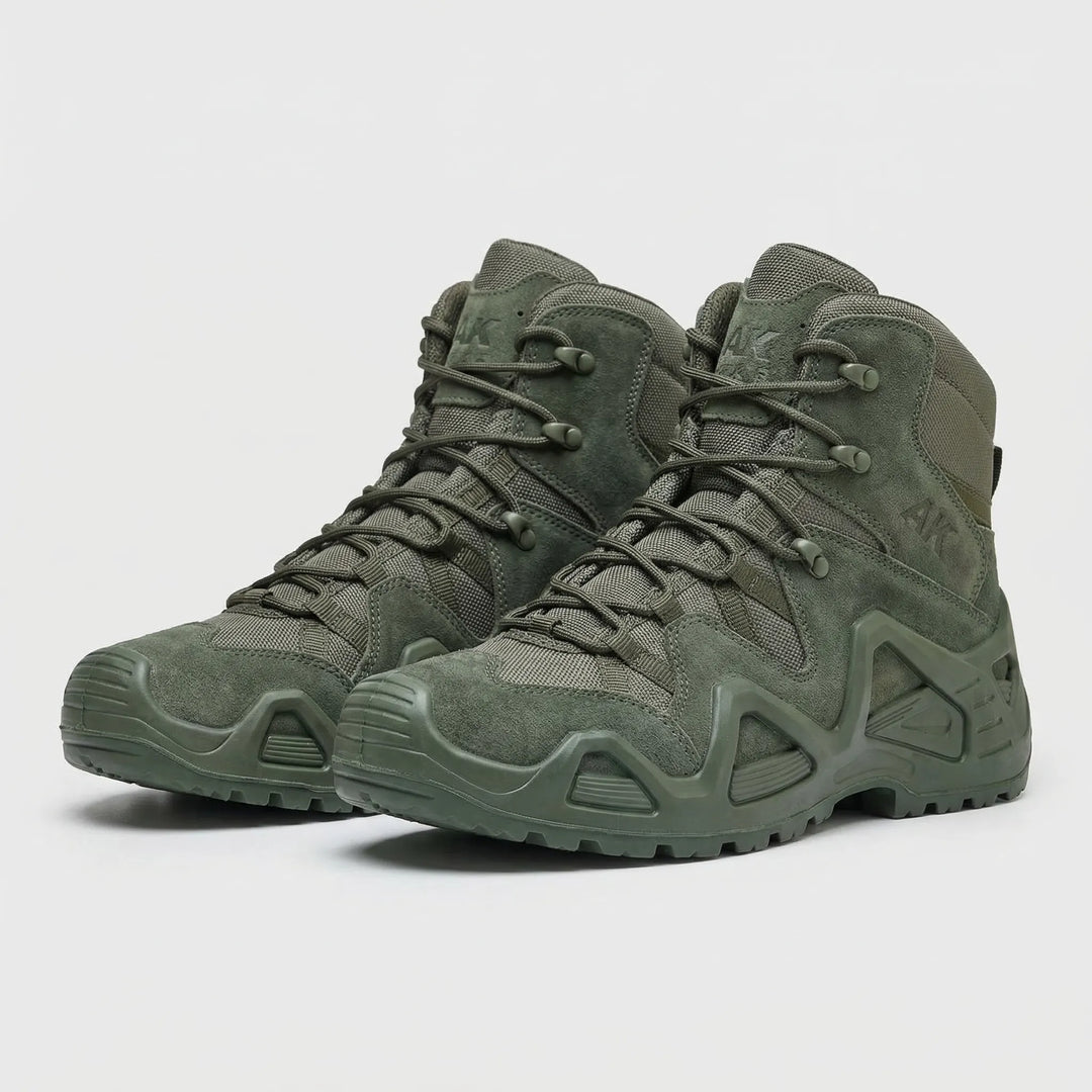 Men's durable hiking boots, tactical and all-terrain, offering rugged support for outdoor adventures.