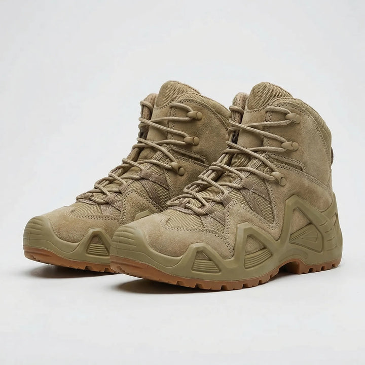 Rugged men's hiking & tactical boots, offering superior ankle support for diverse outdoor terrain.