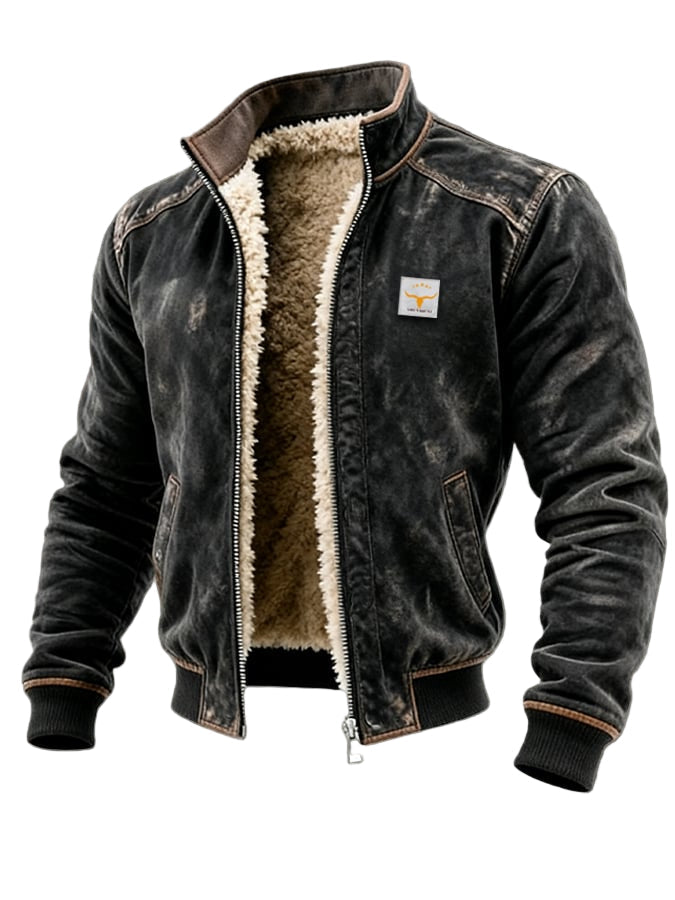 Stylish men's rugged thermal jacket, ideal for winter workwear or casual cold weather outings, with vintage appeal.