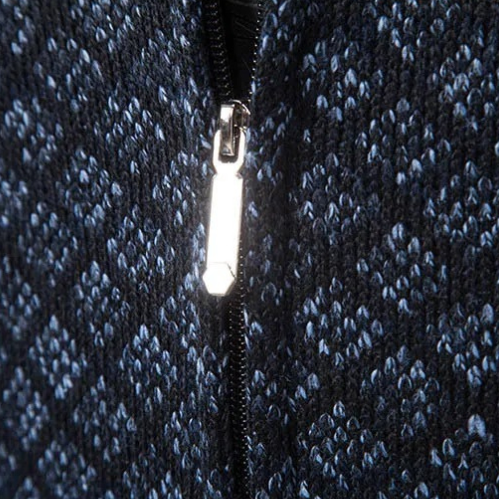Runia men's zip-up cardigan: a stylish, comfortable layering piece for casual wear & semi-formal looks.