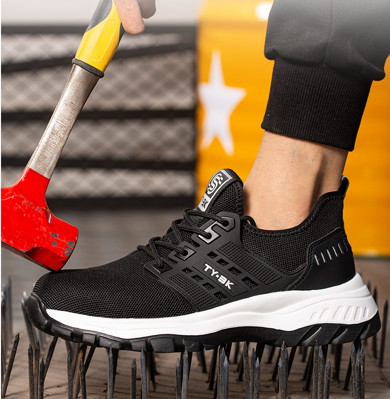 Men's SafeStep protective work safety shoes with enhanced comfort, support, and slip-resistant outsole for industrial use.