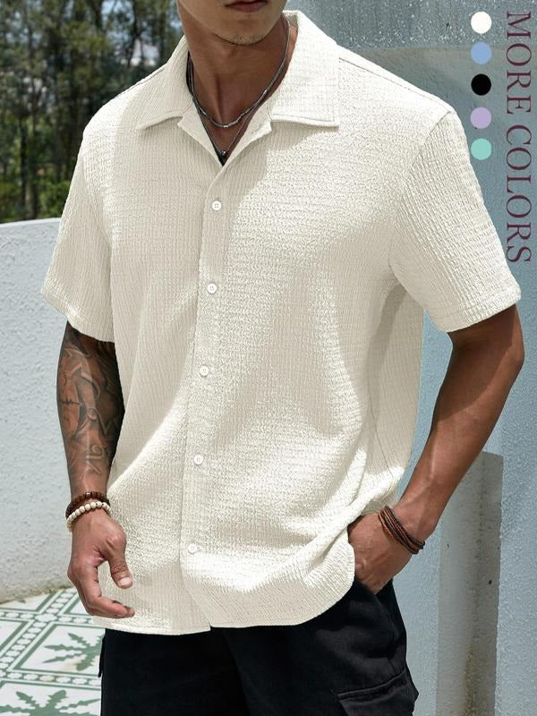 Men's Salerno textured short sleeve shirt, a casual button-up perfect for summer comfort and style.