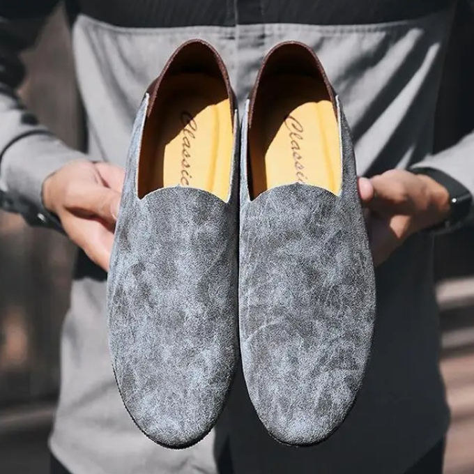 Sand men's casual slip-on loafers, comfortable everyday shoes for versatile style.
