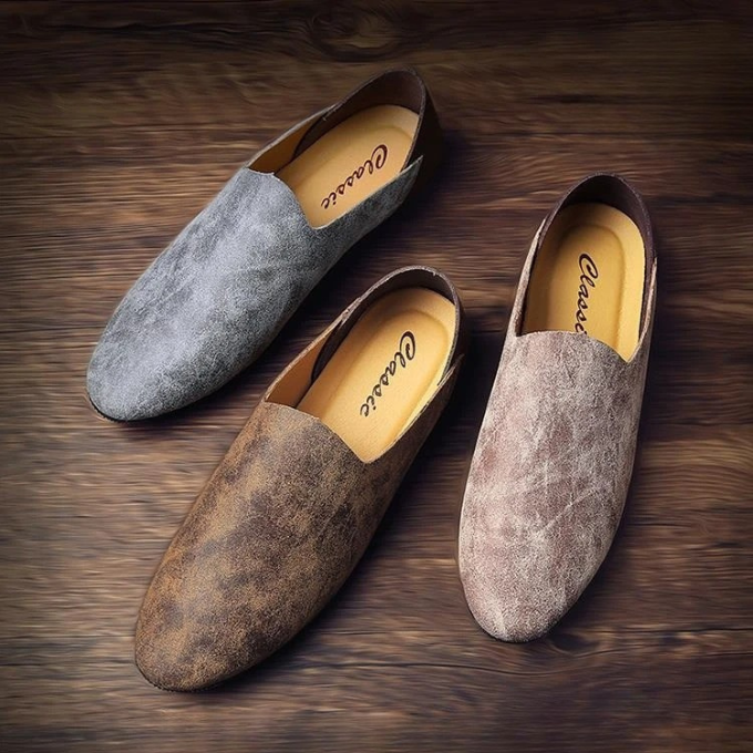 Brown Sunday casual slip-on loafers for men, comfortable everyday style with a modern touch.