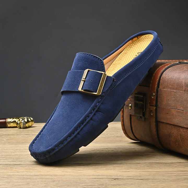 Men's Santorini Comfort Loafers, elegant brown slip-on shoes for casual & dress wear.