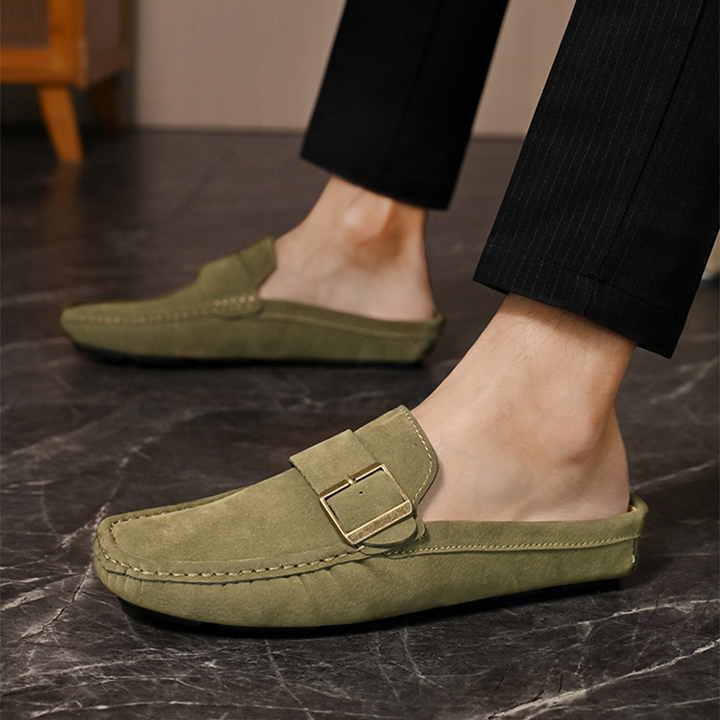 Men's Santorini slip-on buckle loafers, combining comfort with sophisticated everyday wear.