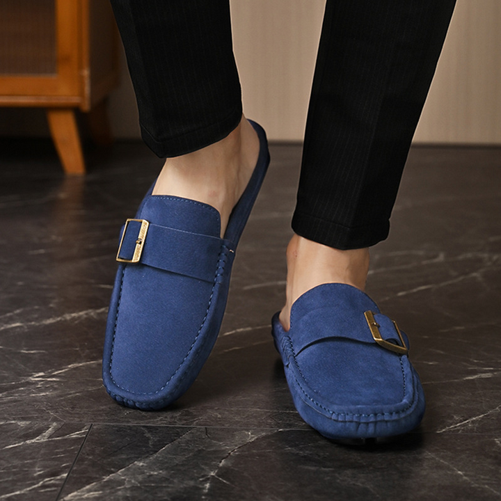 Front view of Men's Santorini Comfort Loafers, sophisticated slip-on dress shoes.