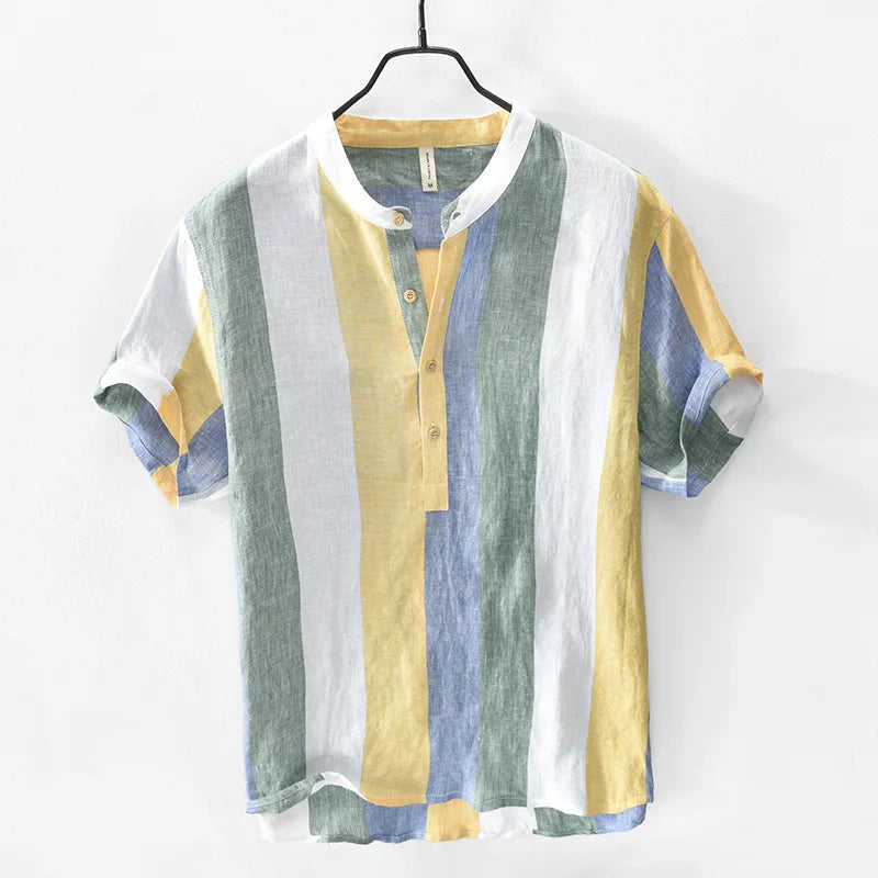 Lightweight men's Santorini button-down shirt, ideal for comfortable resort wear and summer vacations.