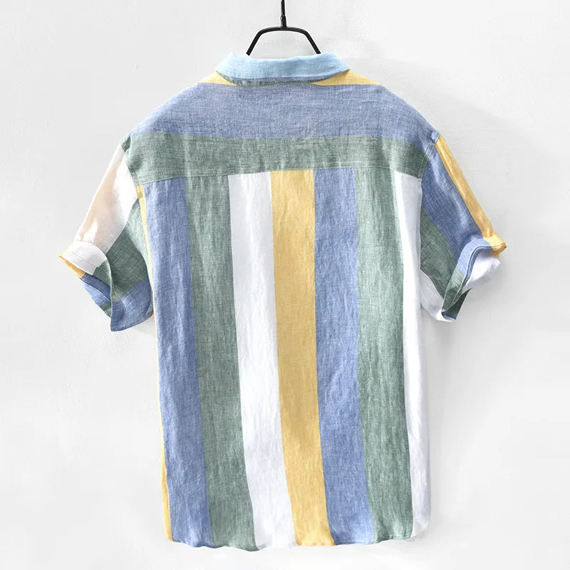 Casual men's Santorini shirt with a relaxed fit, a comfortable short sleeve button-down for everyday summer style.