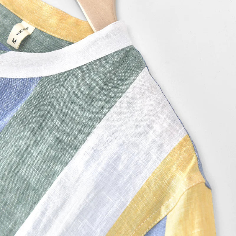 Relaxed fit men's Santorini beach shirt, great for summer vacation and stylish casual wear.