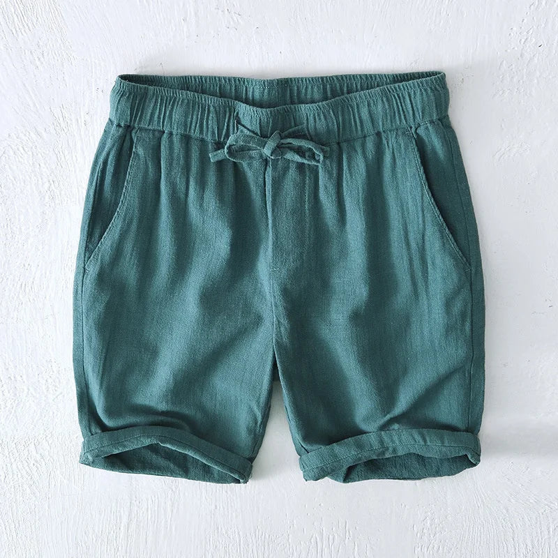 Front view of men's Santorini shorts, showcasing relaxed fit & practical drawstring.