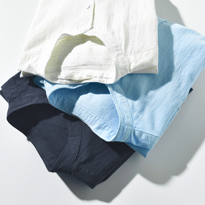 Relaxed fit men's button-down shirt. Versatile casual resort wear, great for summer fashion, travel, and comfort.