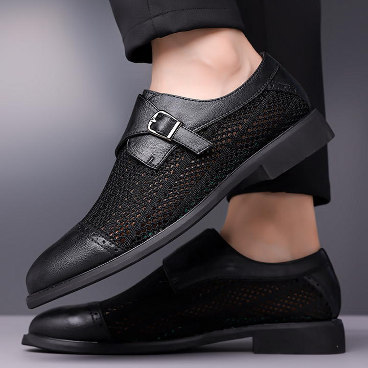 Side view of Men's Sarratore breathable slip-on loafers, showcasing sleek design & comfort.