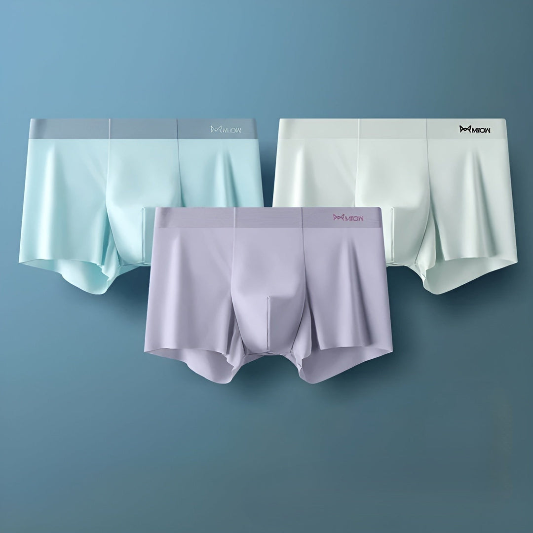 Ergonomic design of men's seamless boxer briefs, providing superior comfort & support.
