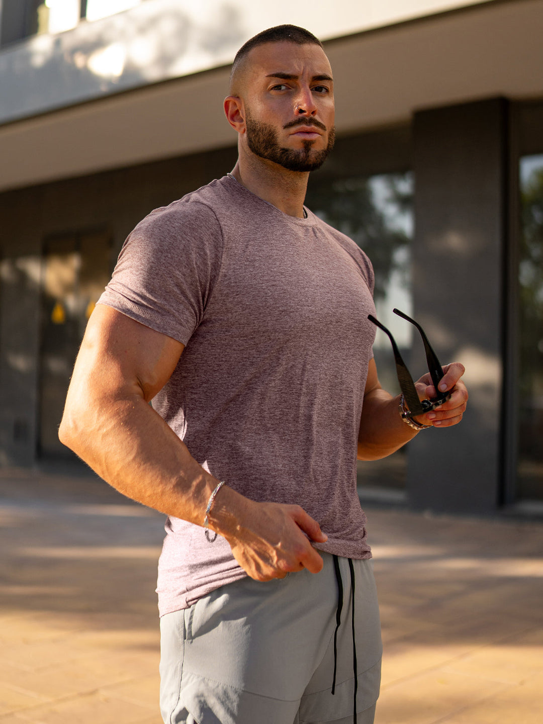 Grey Men's Sevilla Performance Tee, modern fit sportswear designed for performance & style.