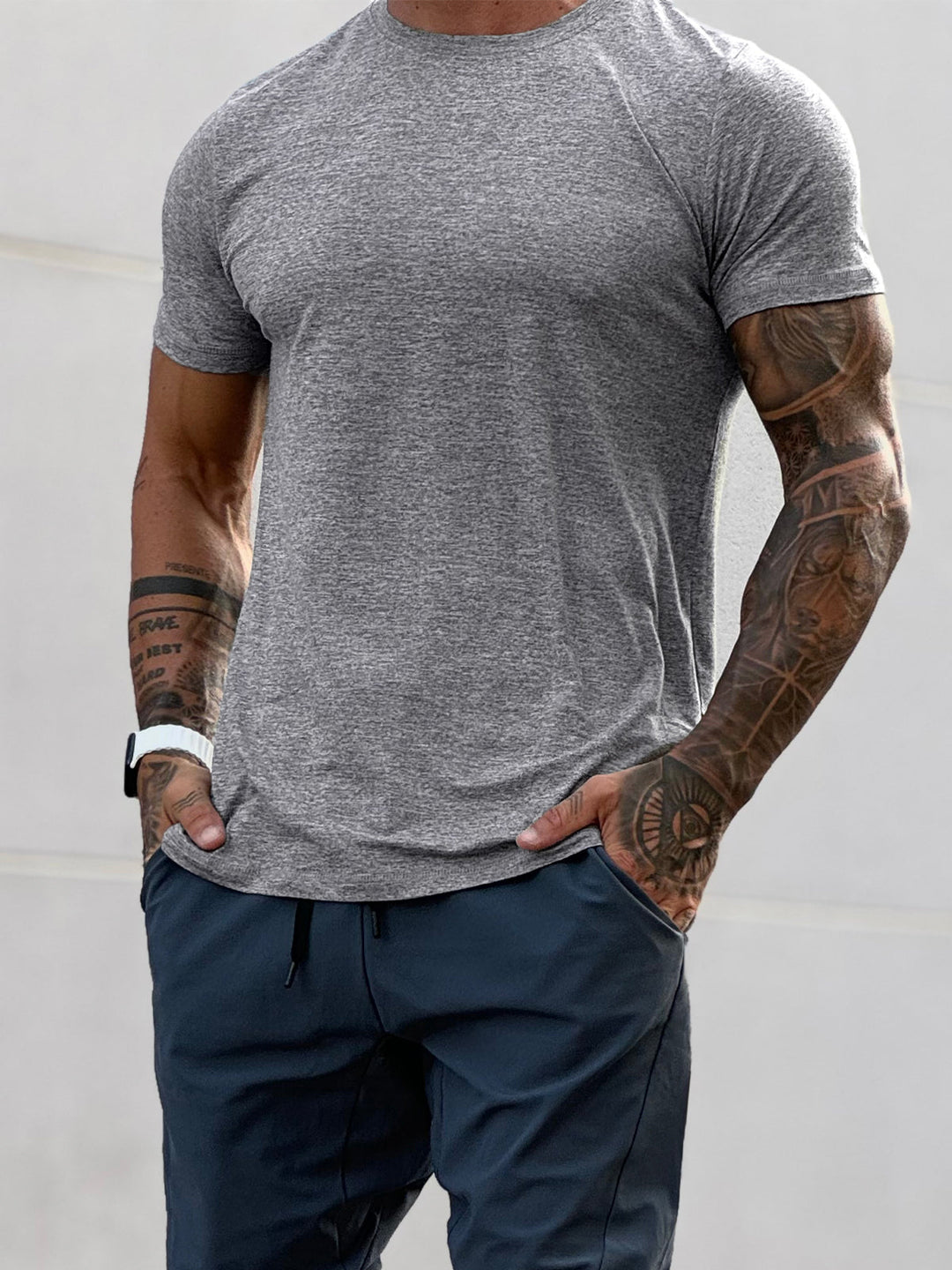 Grey Men's Sevilla Performance Tee. Casual wear activewear for gym, sports & everyday.