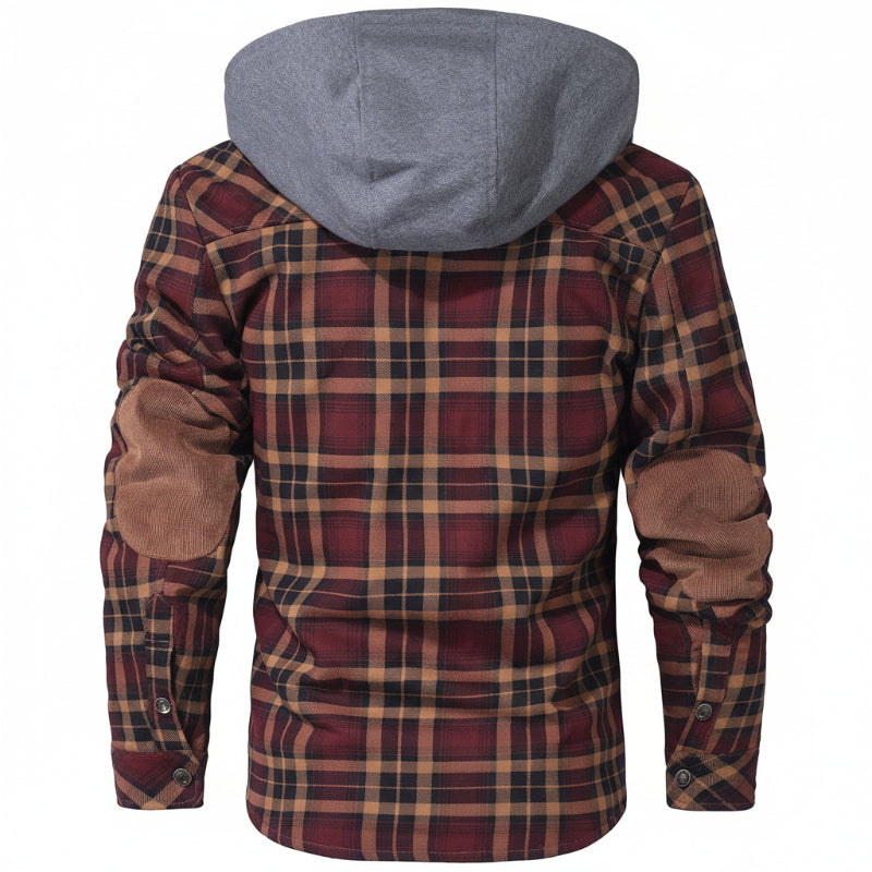 Men's ultimate warmth: a comfortable sherpa-lined hooded jacket with a full zipper.