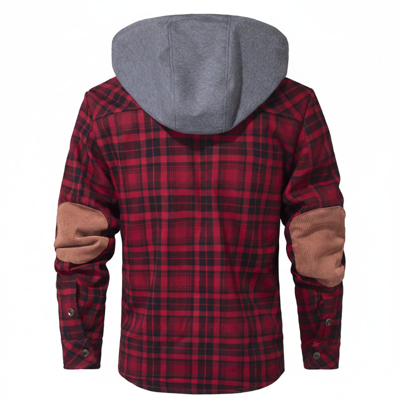 Men's versatile hooded sherpa jacket, combining ultimate warmth with a sleek, casual look.
