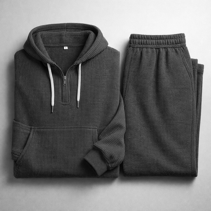 Versatile Men's Comfort Loungewear. Shoreline waffle knit set, great for athletic recovery or casual outings.