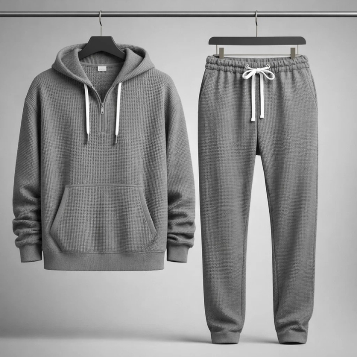 Navy Men's Waffle Knit Jogger Pants. Soft, athletic-inspired loungewear bottoms for maximum comfort.