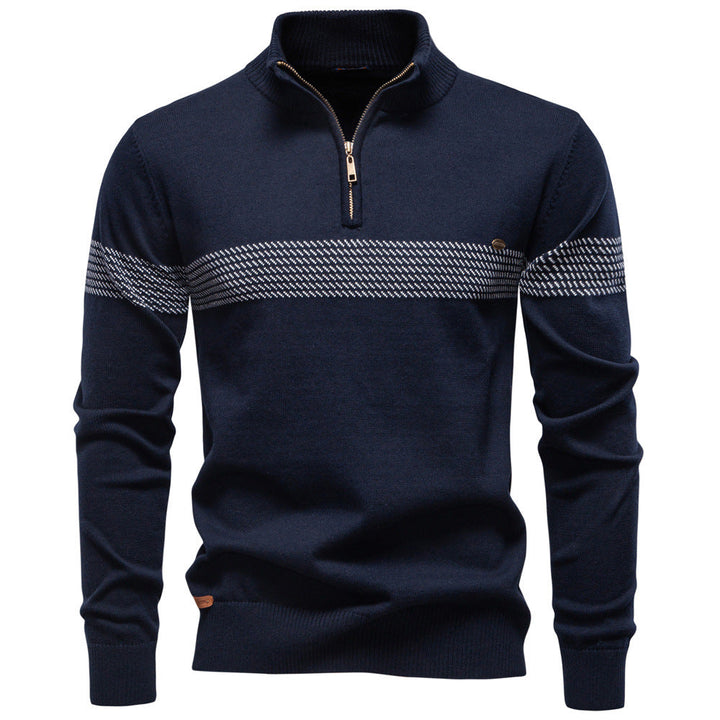 Refined men's Siena half-zip knit sweater in charcoal. A comfortable, versatile long sleeve pullover.