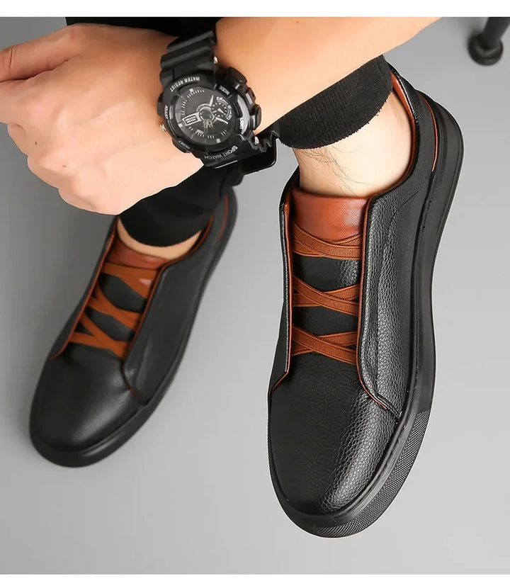 Sleek men's crossover lace fashion sneakers, offering comfort, water resistance & contemporary style.