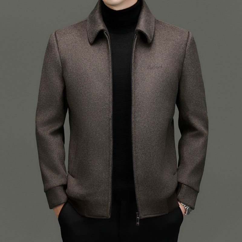 Gray men's zip-front jacket, a modern and comfortable piece for casual or business casual wear.