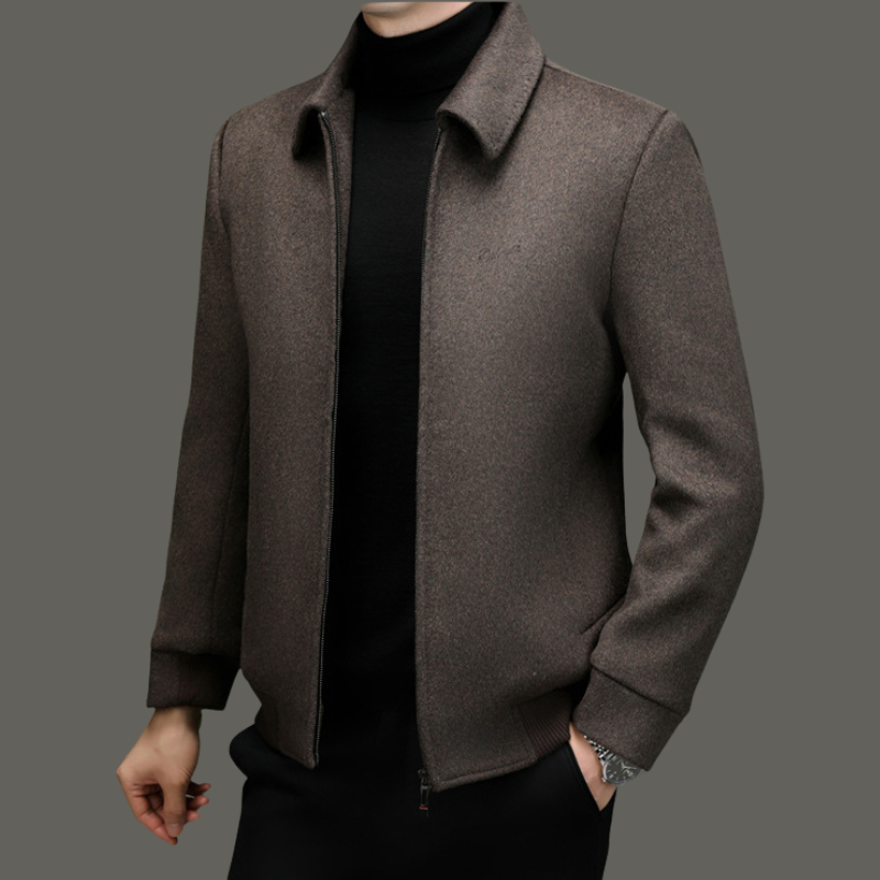 Versatile men's zip-front outerwear jacket, great for layering in black, gray, or brown.