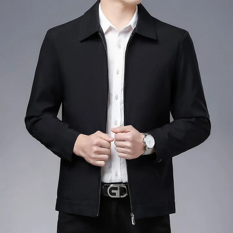 Men's sleek black bomber jacket, a modern outerwear choice for everyday casual style and comfort.