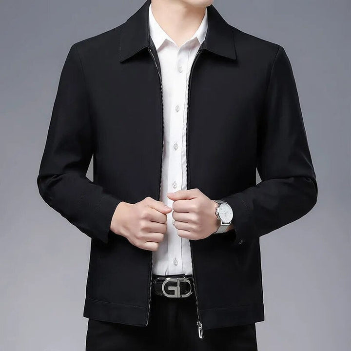 Men's sleek black bomber jacket, a modern outerwear choice for everyday casual style and comfort.