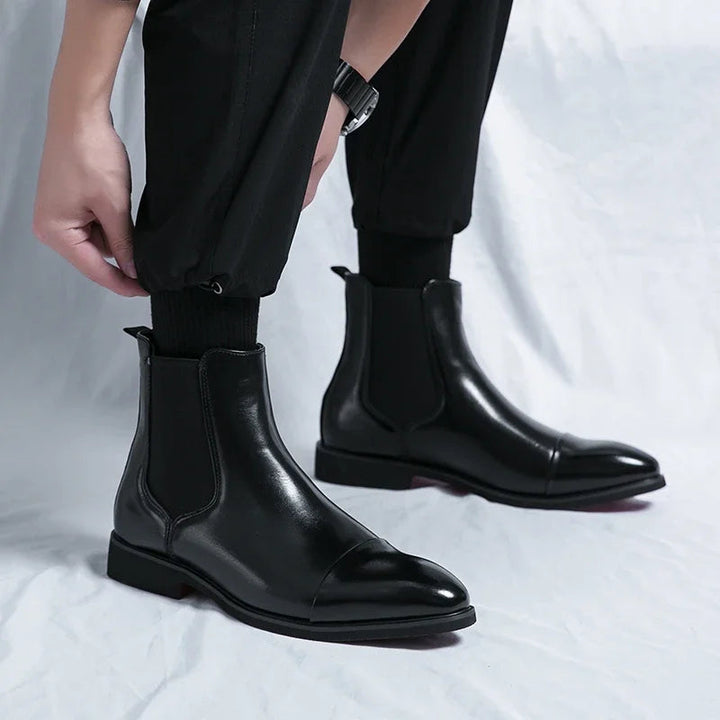 Men's air-cooled slip-on comfort boots, sleek design for versatile casual and dress styling.