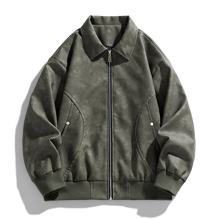 Tailored fit men's bomber jacket in obsidian, a sleek casual outerwear piece with full zip for modern style.