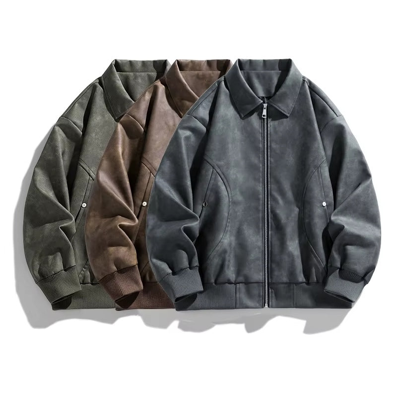 Full zip men's bomber jacket in sage, a sleek and casual outerwear option with snap pockets for modern everyday style.