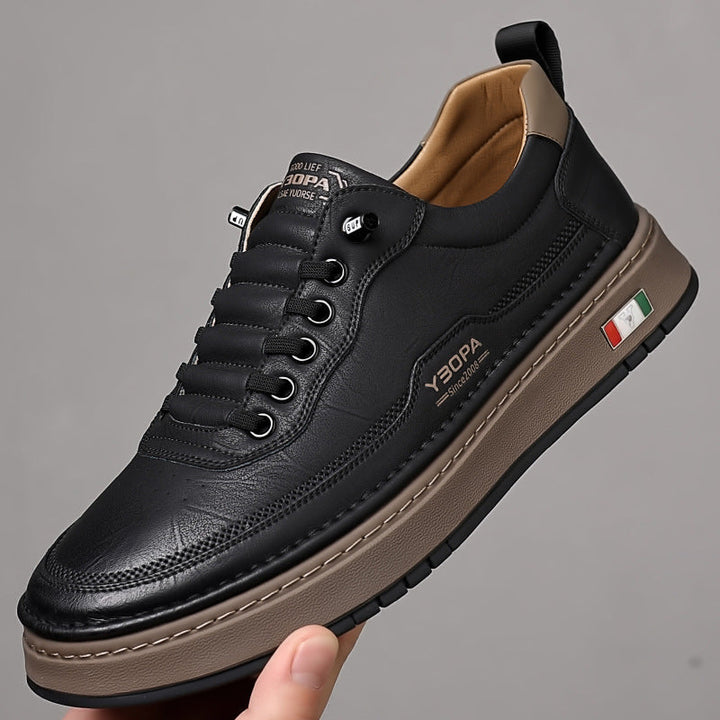 Comfortable men's dress sneakers. Sleek, stylish, modern design for versatile everyday fashion.