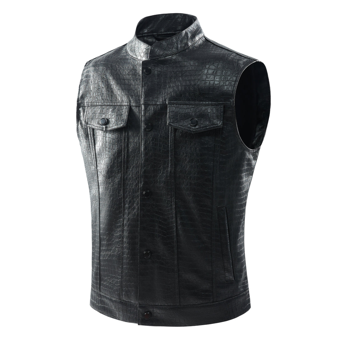 Men's sleek Viper leather vest, slim fit, perfect for urban fashion & modern menswear.