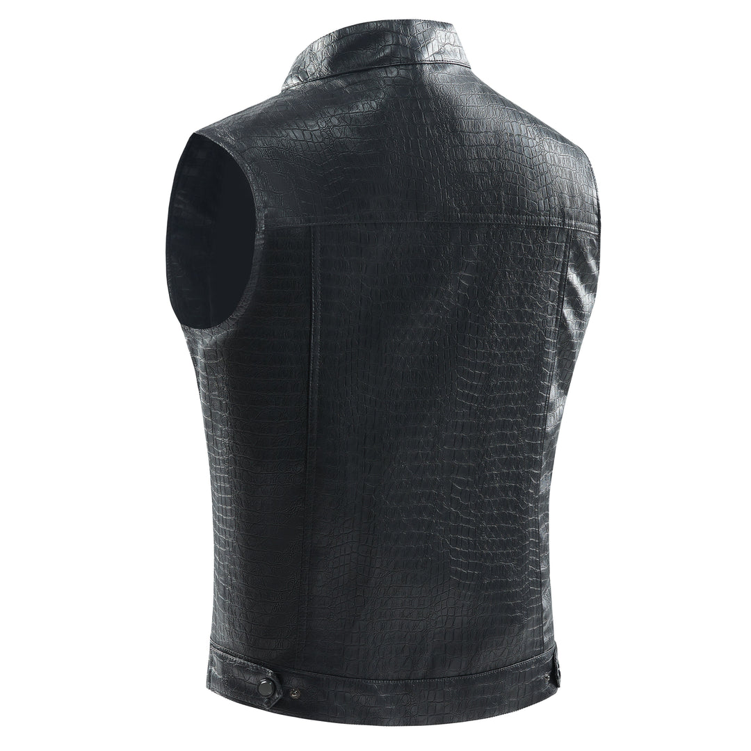 Bold men's Viper leather vest, a modern menswear statement piece for urban style.