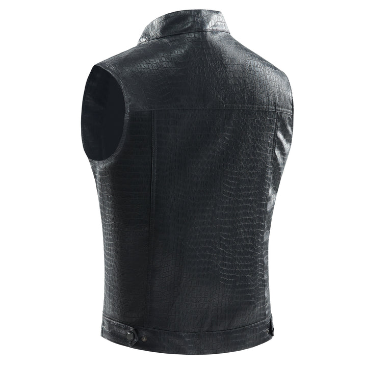 Bold men's Viper leather vest, a modern menswear statement piece for urban style.
